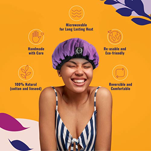 Gorro Termico para Mascarilla 100% Natural con Semillas de Lino, Gorro Termico Peluqueria, Gorro Microondas, Gorra Termica Mujer Inalámbrico para Todo Tipo y Textura de Cabello, Gorro Semillas