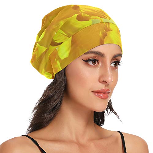 Gorros de Noche para Dormir para Mujeres Narcisos Osterglocken Flor Amarilla Bloom Gorro de Dormir de Primavera y Noche Gorro de Dormir para Mujer Duradero y Suave Exterior para ca