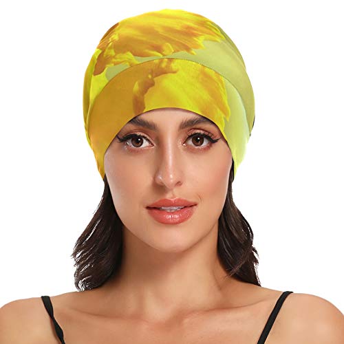 Gorros de Noche para Dormir para Mujeres Narcisos Osterglocken Flor Amarilla Bloom Gorro de Dormir de Primavera y Noche Gorro de Dormir para Mujer Duradero y Suave Exterior para ca