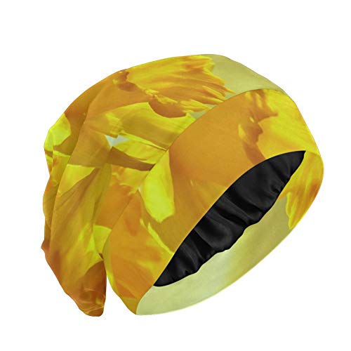 Gorros de Noche para Dormir para Mujeres Narcisos Osterglocken Flor Amarilla Bloom Gorro de Dormir de Primavera y Noche Gorro de Dormir para Mujer Duradero y Suave Exterior para ca
