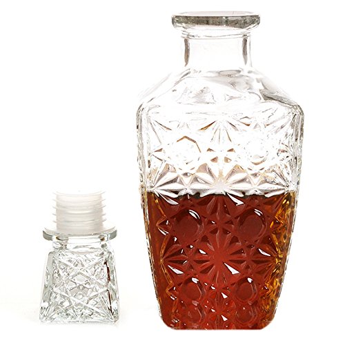Gosear 1000ML Botella de Cristal Vidrio Decantador con Tapón de Tapa para Whisky Licores Vino Cerveza Agua Potable Beber Barra Hogar
