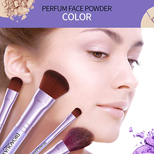 GothicBride Brochas de Maquillaje Morado Elegante 7Piezas Pinceles Maquillaje professional fibra sintética para las cejas Ojos Rubor Contorno de los Labios Corrector Pincel de Maquillaje