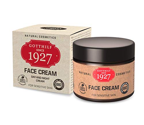 Gotthilf 1927 Face Cream | Cosmética 100% Natural | Crema Facial de Día y Noche | Fuente Natural de Ácido Hialurónico | Aceite de Semilla de Brócoli | Hidratación | Vegano | 50 ml|Hecho en Alemania