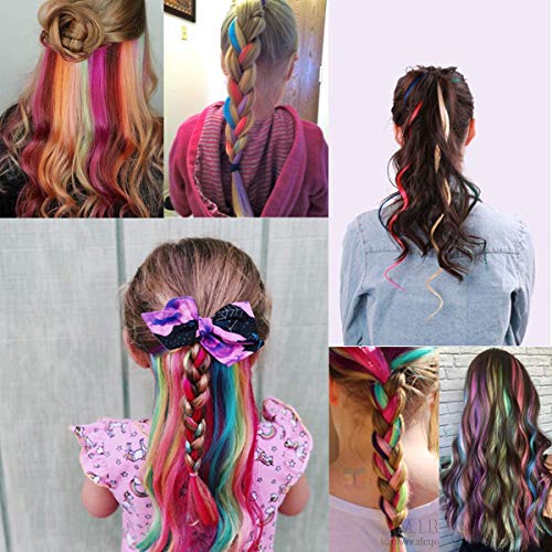 gotyou 24 Piezas Clip de Extensiones de Cabello liso Colorido,Pelucas de Clip Multicolor del arco Iris Extensiones de Cabello,Accesorios de Vestir para Fiestas de Cosplay para Niños(24 Colores)