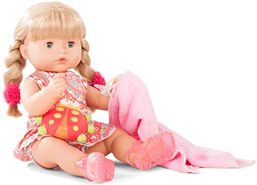 Gotz 1818242 Maxy Aquini Vintage muñeca de baño - Muñeca de 42 cm de Pelo Rubio, Ojos Azules para Dormir - Juego de 10 Piezas - Muñeca niña