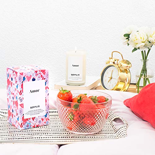 GOVALIS Vela Amor | Perfumadas y Aromáticas | Cera de Soja & Coco 100% Natural – Velas Recuerdos Relajación Decorativas Yoga Cumpleaños San Valentín Regalos Originales – 70-90 h – 390 g