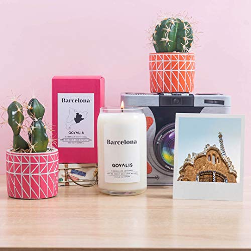 GOVALIS Vela Barcelona | Perfumadas y Aromáticas | Cera de Soja & Coco 100% Natural – Velas Recuerdos Relajación Decorativas Yoga Grandes Blancas Cumpleaños Regalos Originales – 70-90 h – 390 g