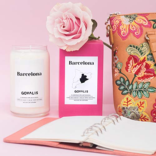GOVALIS Vela Barcelona | Perfumadas y Aromáticas | Cera de Soja & Coco 100% Natural – Velas Recuerdos Relajación Decorativas Yoga Grandes Blancas Cumpleaños Regalos Originales – 70-90 h – 390 g