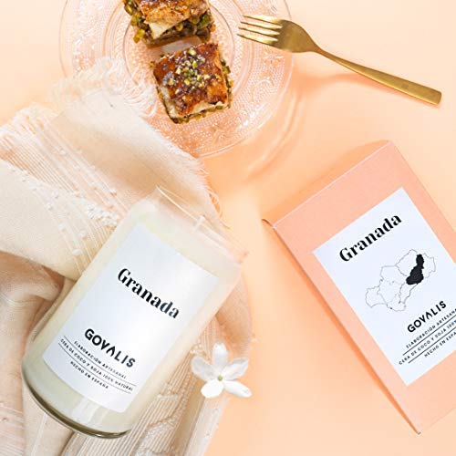 GOVALIS Vela Granada | Perfumadas y Aromáticas | Cera de Soja & Coco 100% Natural – Velas Recuerdos Relajación Decorativas Yoga Grandes Blancas Cumpleaños Regalos Originales – 70-90 h – 390 g