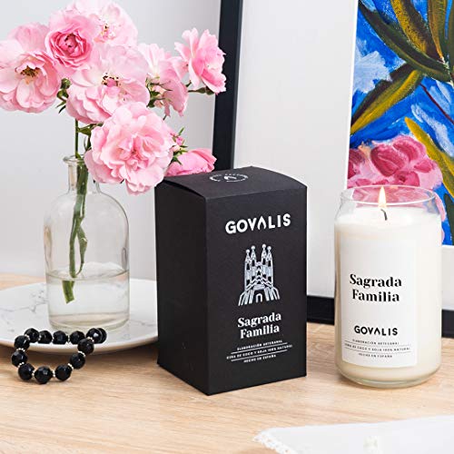 GOVALIS Vela Sagrada Familia de Barcelona | Perfumadas y Aromáticas | Cera de Soja & Coco 100% Natural – Velas Recuerdos Relajación Decorativas Cumpleaños Regalos Originales – 70-90 h – 390 g