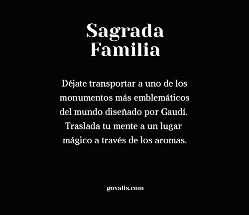 GOVALIS Vela Sagrada Familia de Barcelona | Perfumadas y Aromáticas | Cera de Soja & Coco 100% Natural – Velas Recuerdos Relajación Decorativas Cumpleaños Regalos Originales – 70-90 h – 390 g