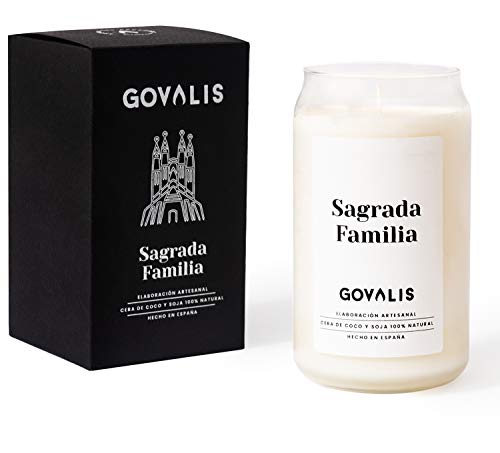 GOVALIS Vela Sagrada Familia de Barcelona | Perfumadas y Aromáticas | Cera de Soja & Coco 100% Natural – Velas Recuerdos Relajación Decorativas Cumpleaños Regalos Originales – 70-90 h – 390 g