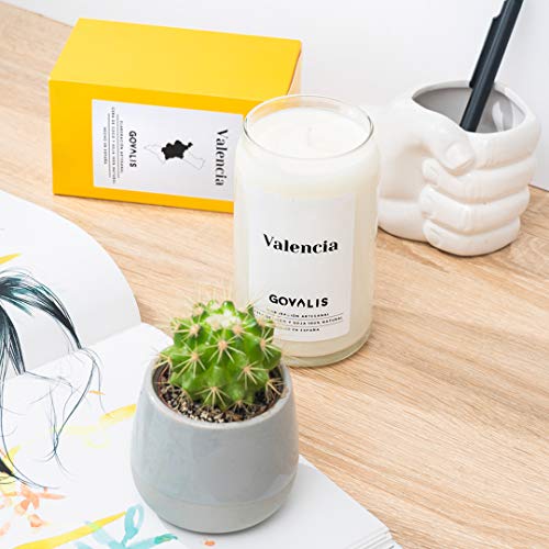 GOVALIS Vela Valencia | Perfumadas y Aromáticas | Cera de Soja & Coco 100% Natural – Velas Recuerdos Relajación Decorativas Yoga Grandes Blancas Cumpleaños Regalos Originales – 70-90 h – 390 g