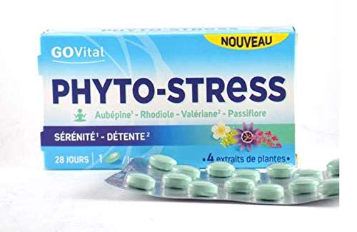 GoVital Phyto-stress - Pastillas para la ansiedad con 4 extractos de plantas (espino, rhodiola, valeriana y pasiflora), lote de 2 cajas de 20 comprimidos