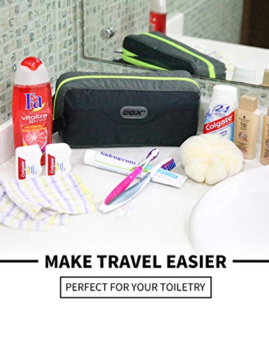 Gox Bolsa de Artículos de Tocador de Viaje para Hombres Mujer,Bolsa de Viaje Hanging Kit Dopp Bolsa de Ducha Impermeable para Baño Cosméticos Duraderos,Negro