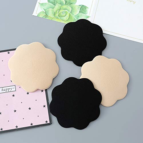 GOZAR 2 Par Pegar Sostén Adhesivo Invisible Silicona Sostén Pecho Ascensor Cinta Hacer Subir Empanadas Sin Tirantes Pezón Cubiertas-Negro 1 Flor
