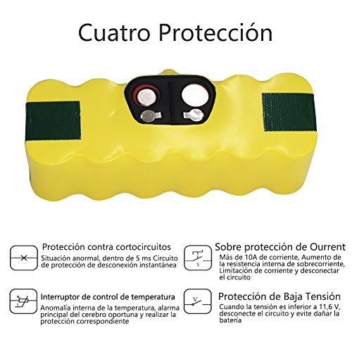 GPISEN 3800mAh Batería de Repuesto con 1 Cepillo Lateral para iRobot Roomba 500 600 700 Series (Type 1)