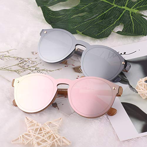 GQUEEN Futurista Sin Marco Redondas Gafas de Sol Protector Reflexivo Espejo Anteojos para Hombre Mujer MEO5