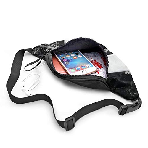 Granito negro Mármol blanco Riñonera Riñonera unisex Riñonera de gran capacidad Paquetes Riñonera informal de moda, puede contener objetos pequeños como una tarjeta de identificación y tambi