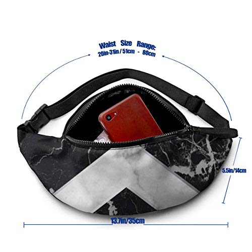 Granito negro Mármol blanco Riñonera Riñonera unisex Riñonera de gran capacidad Paquetes Riñonera informal de moda, puede contener objetos pequeños como una tarjeta de identificación y tambi