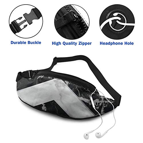Granito negro Mármol blanco Riñonera Riñonera unisex Riñonera de gran capacidad Paquetes Riñonera informal de moda, puede contener objetos pequeños como una tarjeta de identificación y tambi
