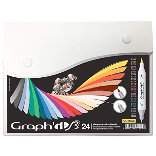 Graph'it - Juego de 24 rotuladores de doble punta – colores de cómic