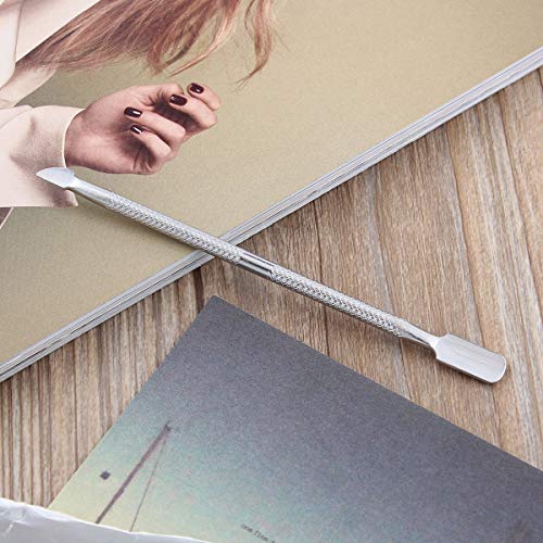 Greatangle Nuevo acero inoxidable cutícula empujador de uñas removedor de cuchara manicura pedicura 1 piezas portátil metal recortador de uñas manicura plata