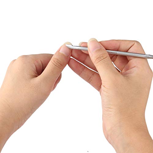Greatangle Nuevo acero inoxidable cutícula empujador de uñas removedor de cuchara manicura pedicura 1 piezas portátil metal recortador de uñas manicura plata