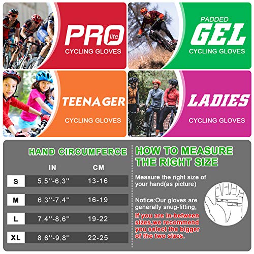 Grebarley Guantes de Ciclismo Bicicleta Montaña-Acolchados Bicicleta de Carretera de Hombres Mujeres Antideslizante Pantalla Táctil (XL)