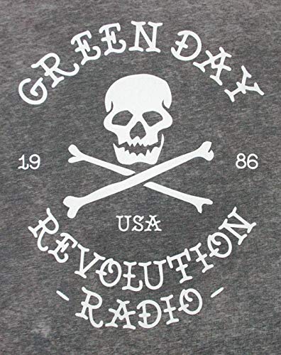Green Day Revolution Radio Skull Cross Bones Men's Burn out T-Shirt