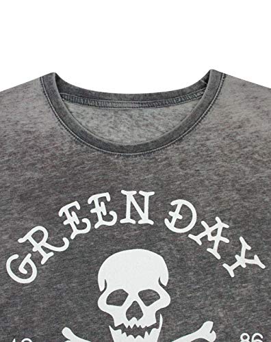 Green Day Revolution Radio Skull Cross Bones Men's Burn out T-Shirt