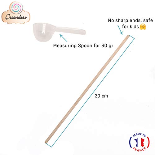 Greendoso-Azúcar para Algodón de Azúcar, Nubes, Paquete de 1,4 Kg (Fresa-Cola-Frambuesa-Manzana) Polvo para Máquina + 50 Palitos de 30 Cm (Ofrecido) + 1 Cuchara Graduada