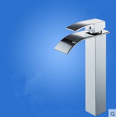 Grifo De Cocina Copper Basin Hot And Cold Water Faucet Shampoo Waterfall Faucet Wash Basin Wash Basin Heightened Above Counter Basin Faucet Mixing Valve,B High Section Electroplating Without Tube
