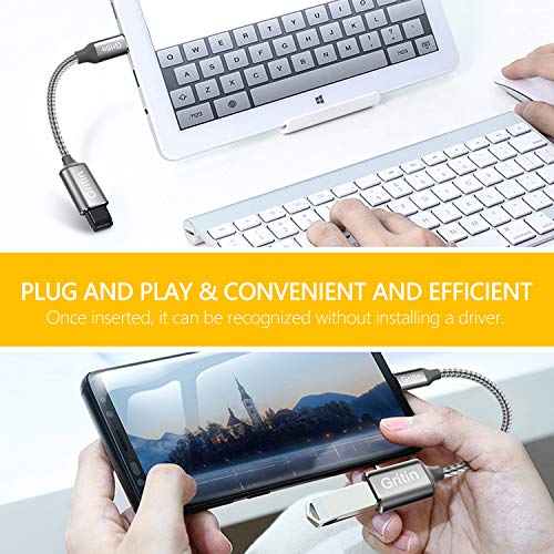 Gritin Adaptador USB C a USB 3.0, 2 Pack [0.15M +0.3M] Cable USB C OTG 5 Gbps para MacBook Pro, Xiaomi Note 7/Mi 9T/Mi A1, Galaxy S10/S9, Huawei P10/P9/Mate 10, OnePlus, y Más Dispositivos con USB C