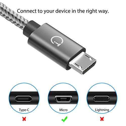 Gritin Cable Micro USB 3 Pack-1M/1.5M/2M,Carga Rápida Trenzado de Nylon Cargador Micro USB para Galaxy, Kindle, Nexus y más