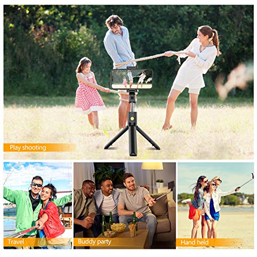 Gritin Palo Selfie Trípode, 3 en 1 Selfie Stick Móvil Bluetooth con Inalámbrico Control Remoto, Monópode Extensible para iPhone 11 Pro Max / 11 Pro / XS Max / XR / 8, Galaxy S10 / S9 , Huawei, Xiaomi