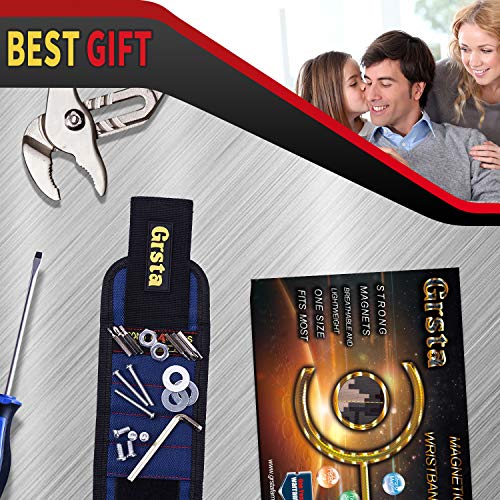 Grsta Muñequera Magnetica Con 15 Potentes Imanes, Cinturon De Herramientas De Bricolaje,Que Sostienen Tornillo,Clavos,Perno,Broca, Herramientas coche pladur, Regalo Navidad Para, Regalos Para Hombres