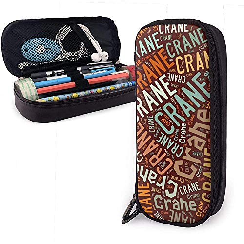 Grúa - Apellido americano Estuche de cuero de gran capacidad Estuche de lápices Estuche de lápices Papelería Organizador Bolígrafo de maquillaje escolar Bolso de viaje