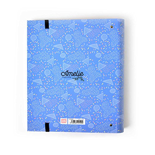 Grupo Erik Editores CAT0015 - Carpeta 4 anillas Troquelada Premium Amelie Classic con goma, Azul