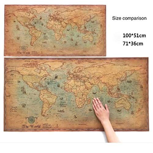 GSOLOYL Painting Portugal Nautique Ilustración Nautique Mer Monde Carta Rétro Vieil Art Papier Peinture Supplément Decoración De La Maison Affiche Arte Mur (Couleur : 71x36cm)