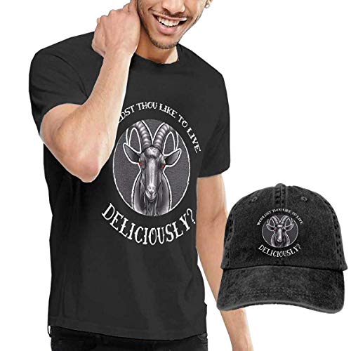 GTGTH Camisa Negra para Hombre Ph-illip Camisa de Manga Corta para Adulto + Sombrero de Vaquero