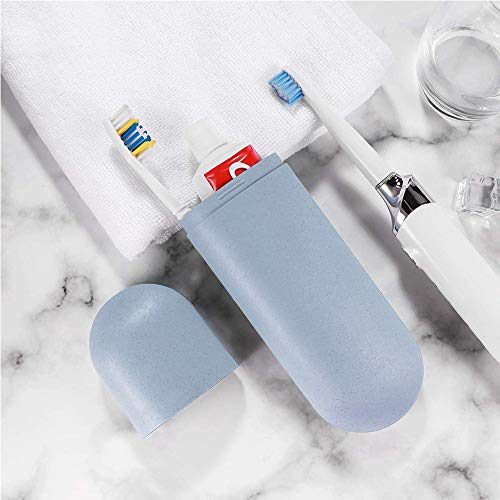 Gua 2 Piezas Caja de Cepillo de Dientes de Viaje, Estuche Caja Funda de Cepillo, Ecológico, Antibacteriano y Liviano, Taza de Agua con Soporte para Cepillos de Dientes para Viajes, Camping, Escuela