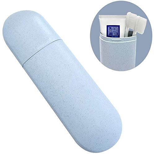 Gua 2 Piezas Caja de Cepillo de Dientes de Viaje, Estuche Caja Funda de Cepillo, Ecológico, Antibacteriano y Liviano, Taza de Agua con Soporte para Cepillos de Dientes para Viajes, Camping, Escuela