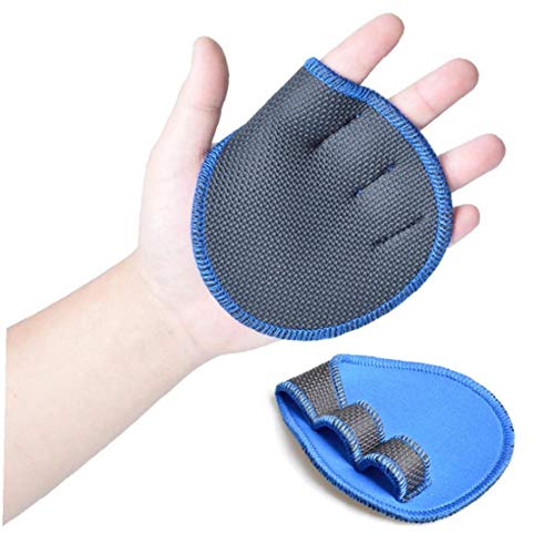 Guantes de Entrenamiento en Profundidad de Profitness Antideslizante de Palma Peso de elevación de Silicona Guante para Evitar Callos con muñequera Soporte Ideal para Hombres y Mujeres (Azul)