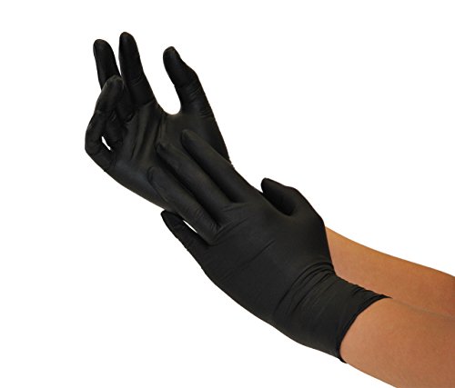 Guantes de nitrile, 100 pcs caja (S, Negro), guantes de examen desechables libres de látex, sin polvo, limpieza guantes, sanitarios para la cocina, cocina limpieza, limpieza seguridad manejo de alimen