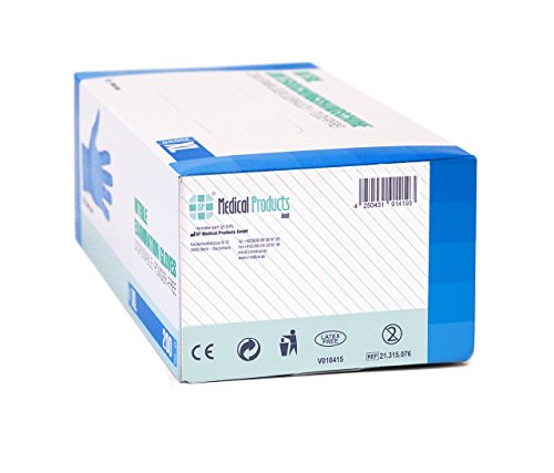 Guantes de nitrilo, 200 pcs caja (XL, Azul), guantes de examen desechables libres de látex, sin polvo, limpieza guantes, sanitarios para la cocina, cocina limpieza, limpieza seguridad manejo de alimen