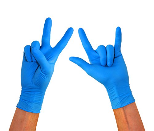 Guantes de nitrilo, 200 pcs caja (XL, Azul), guantes de examen desechables libres de látex, sin polvo, limpieza guantes, sanitarios para la cocina, cocina limpieza, limpieza seguridad manejo de alimen