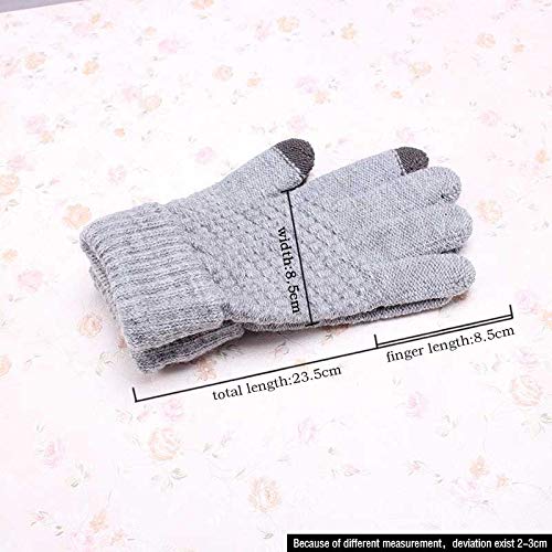 Guantes de Punto Mujeres Hombres Niños Gruesos Invierno cálido Mitones llenos de Dedos Mujer Stretch Crochet Screen Guantes -Mirco Velvet Navy