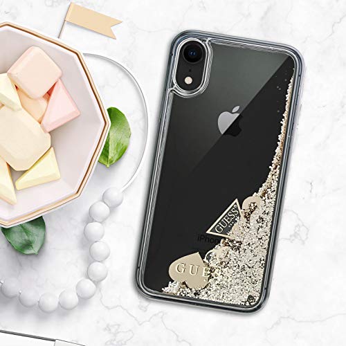 Guess GUHCI61GLHFLGO New Glitter Hearts - Carcasa para iPhone XR, Color Dorado