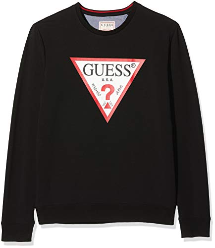 Guess Vin Cn Fleece Jersey, Negro (Jet Black A996 Jblk), X-Large para Hombre